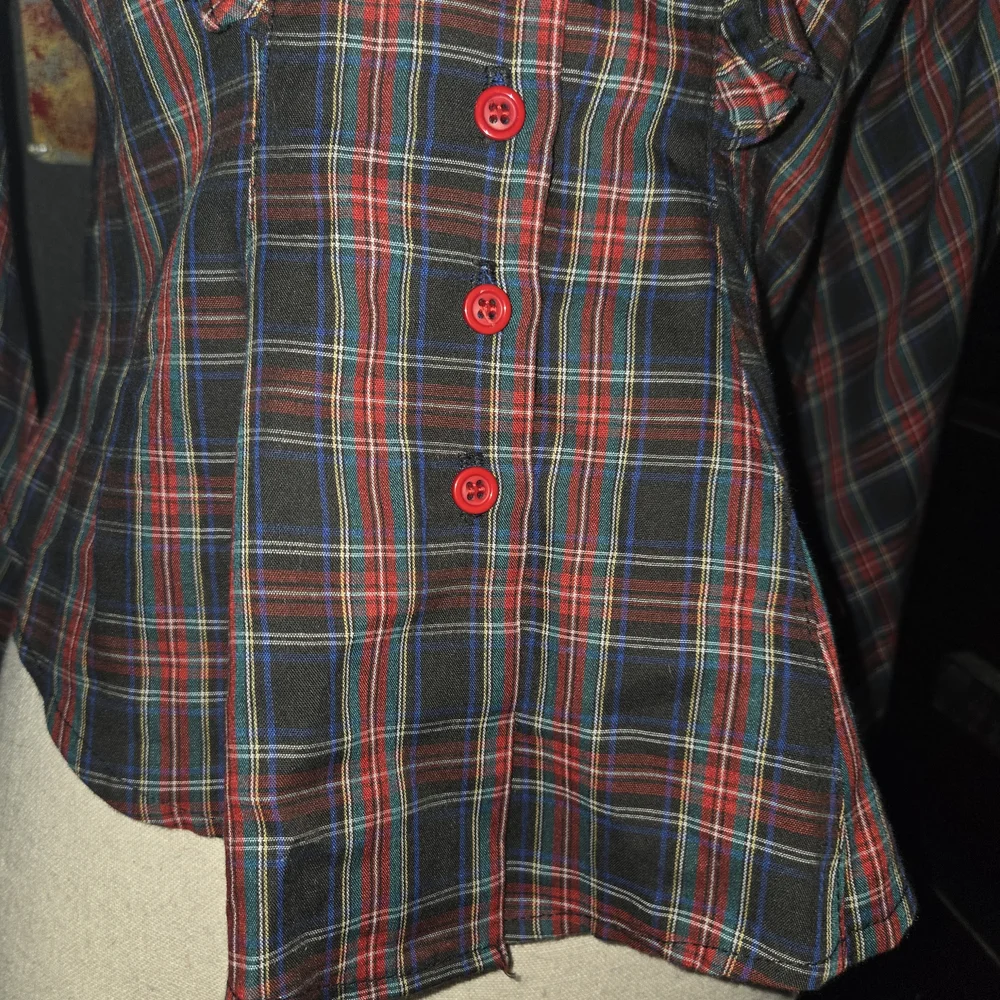 Diane Gilman Plaid Blouse with Red Accents - Picture 3 of 9